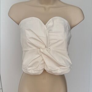 SHEIN Cream Strapless Twist Crop Top